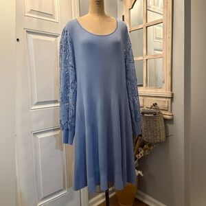 Cato Blue Long Sleeve Lace Knit Dress‎ Size 22/24 Feminine